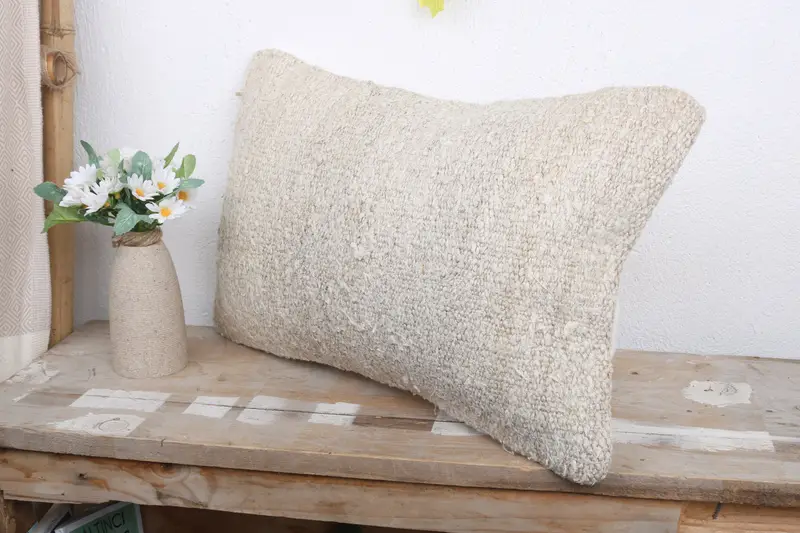 12x20 White Pillow Case, Vintage Pillow, Cushion Cover, Gift Pillow, Aesthetic Pillow, Couch Cushion Case, Boho Pillow - 4