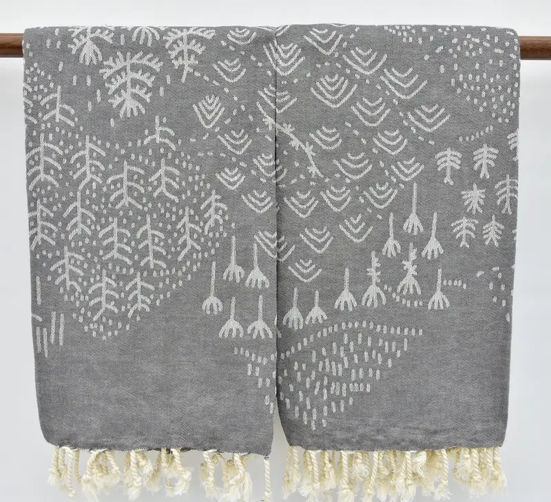 68x40 Cotton Mountain Design Towel, Fouta towel, Large Turkish Towel, Bridal Shower Gifts, Monogram Turkish Bath Towel, Personalized Gift - 6