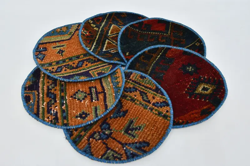 Manteles individuales de círculo bohemio, decoración de lana de algodón naranja y rojo