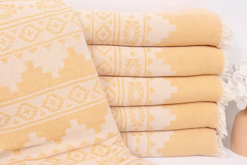 Turkish Blanket, 92x80 Cotton Kilim Towel, Family Gift Basket, Beach Wedding Favor, Housewarming Gift, Personalized Gift For Him, Throw Blanket - 1