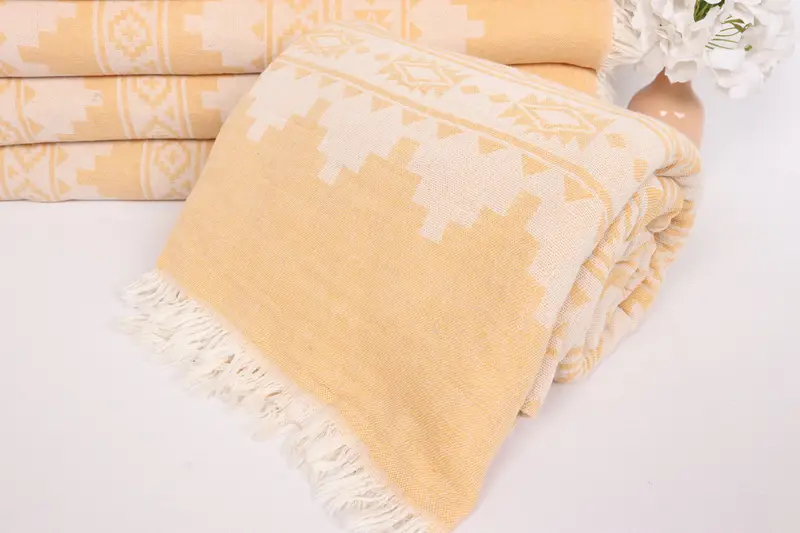 Turkish Blanket, 92x80 Cotton Kilim Towel, Family Gift Basket, Beach Wedding Favor, Housewarming Gift, Personalized Gift For Him, Throw Blanket - 4