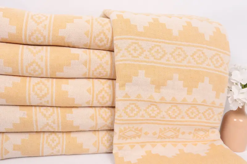 Turkish Blanket, 92x80 Cotton Kilim Towel, Family Gift Basket, Beach Wedding Favor, Housewarming Gift, Personalized Gift For Him, Throw Blanket - 2