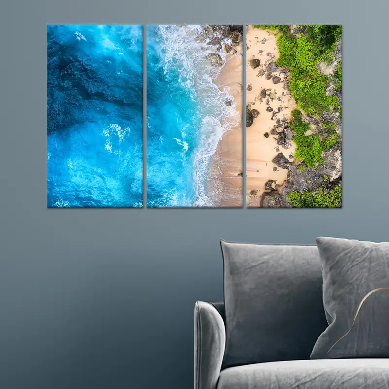 エレガントな海景キャンバス: 海の波と熱帯の地平線