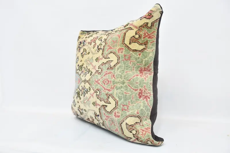 Ethnical Kilim Rug Pillow, Interior Designer Pillow, Handmade Kilim Cushion, Cushion Case, 28x28 Beige Pillow Sham, Hippie Throw Cushion - 4