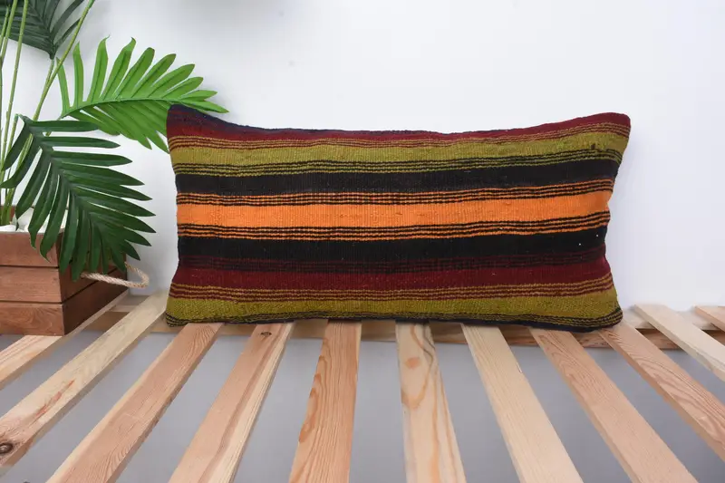Pillow for Couch, Yoga Pillow Case, Interior Designer Pillow, Kilim Cushion Sham, Cushion, 12x24 Green Pillow, Sofa Pillow Case, Chair Cushion - 1