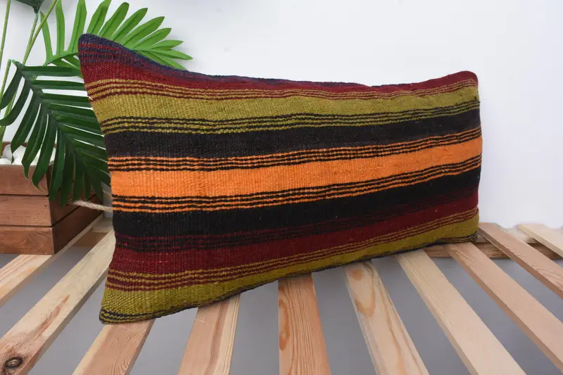 Pillow for Couch, Yoga Pillow Case, Interior Designer Pillow, Kilim Cushion Sham, Cushion, 12x24 Green Pillow, Sofa Pillow Case, Chair Cushion - 5
