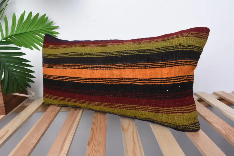Pillow for Couch, Yoga Pillow Case, Interior Designer Pillow, Kilim Cushion Sham, Cushion, 12x24 Green Pillow, Sofa Pillow Case, Chair Cushion - 4