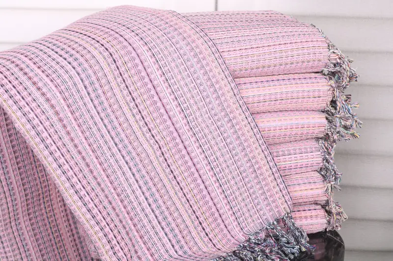 Monogram Pink Cotton Beach Towel Geometric, 40x71 Inches