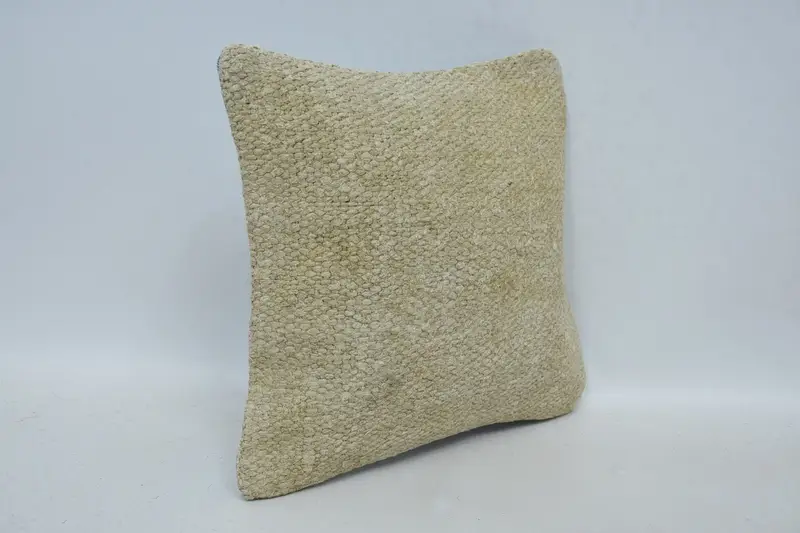 Handmade Pillow Case, 12x12 Beige Cushion Cover, Pillow for Couch, Turkish Kilim Pillow, Cushion Case, Vintage Kilim Pillow - 3