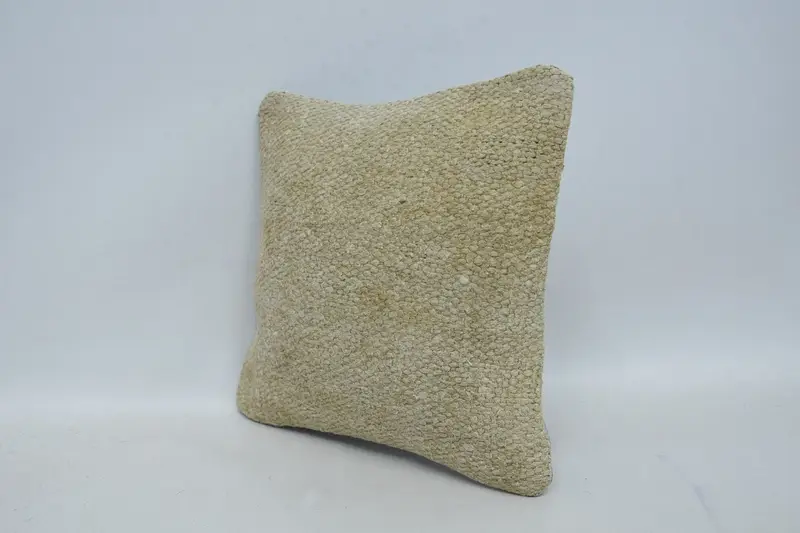 Handmade Pillow Case, 12x12 Beige Cushion Cover, Pillow for Couch, Turkish Kilim Pillow, Cushion Case, Vintage Kilim Pillow - 4