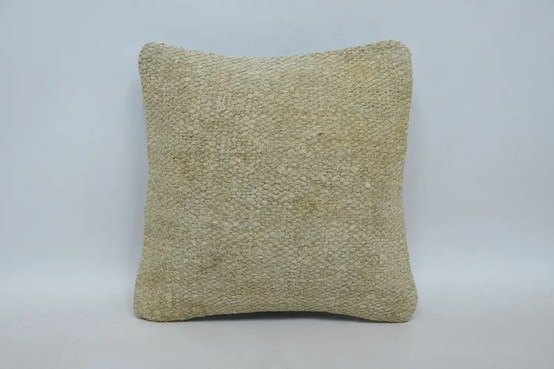 Handmade Pillow Case, 12x12 Beige Cushion Cover, Pillow for Couch, Turkish Kilim Pillow, Cushion Case, Vintage Kilim Pillow - 1