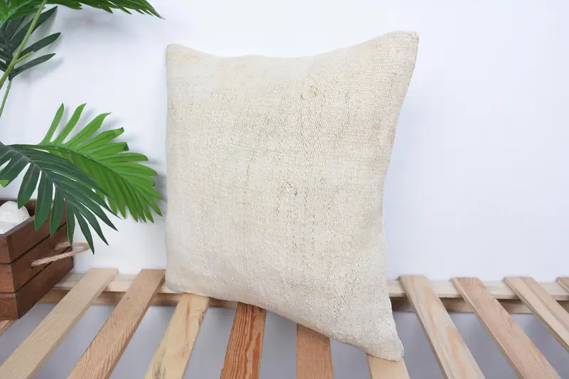 16x16 Beige Cushion Case, Sofa Bolster Pillow Case, Kilim Pillow Cover, Vintage Kilim Pillow, Handmade Kilim Cushion, Cushion - 5