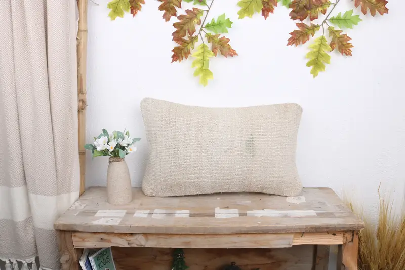 Cushion Case, Boho Pillow, Authentic Pillow Cover, Square Throw Pillow Sham, Gift Pillow, Kilim Pillow Cover, 12x20 White Pillow Case, Car Pillow - 1