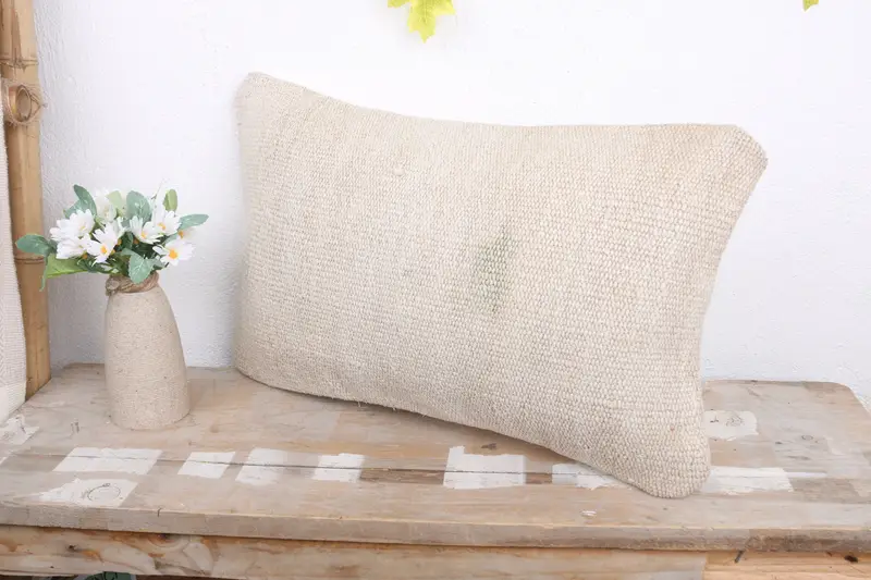 Cushion Case, Boho Pillow, Authentic Pillow Cover, Square Throw Pillow Sham, Gift Pillow, Kilim Pillow Cover, 12x20 White Pillow Case, Car Pillow - 4