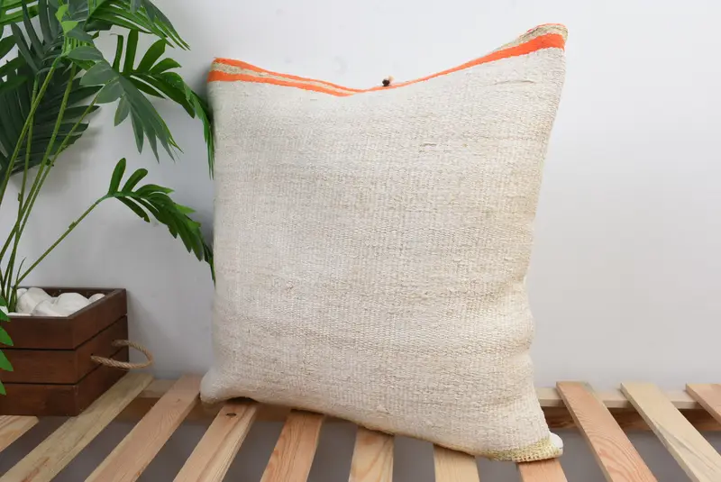 20x20 White Cushion, Vintage Kilim Pillow, Kilim Cushion Sham, Cushion, Ethnic Throw Pillow Cover, Interior Designer Pillow, Nomadic Pillow - 4