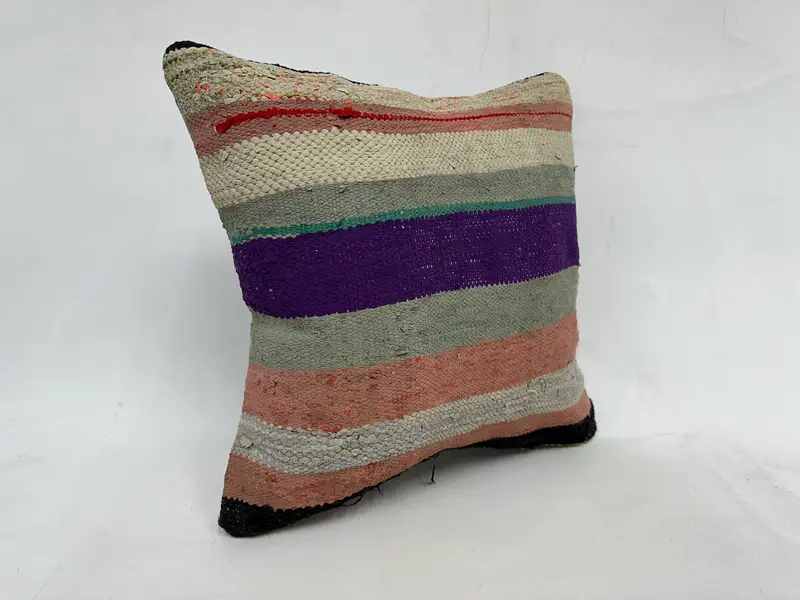 Outdoor Throw Pillow Sham, Pillow for Sofa, Pillow for Couch, Outdoor Pillow Case, 20x20 Beige Cushion, Turkish Kilim Pillow, Pillow Sham - 3