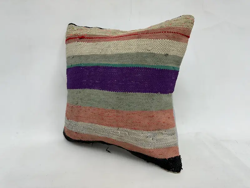 Outdoor Throw Pillow Sham, Pillow for Sofa, Pillow for Couch, Outdoor Pillow Case, 20x20 Beige Cushion, Turkish Kilim Pillow, Pillow Sham - 4