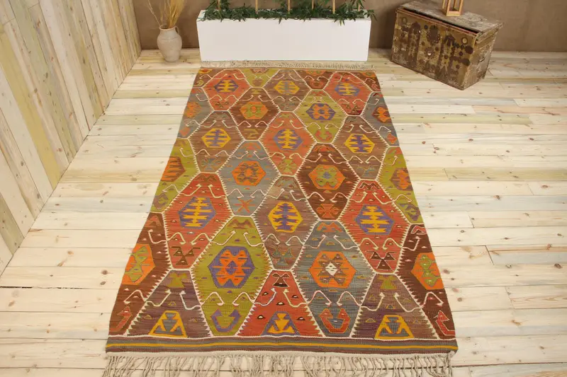 Handmade Orange Ombré Rug, 4.3x9.6 ft Chic Decor