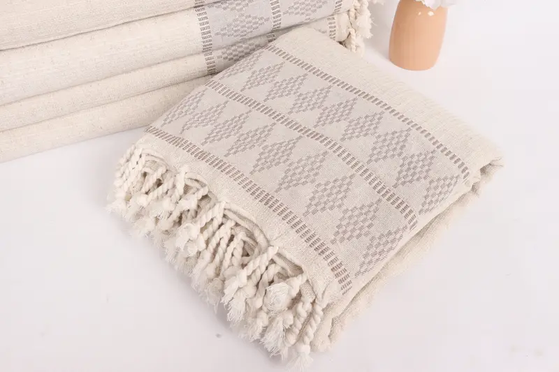 Organic Throw, Bachelorette Party Favors, Bridesmaid Gifts, Custom Shower Curtain, 100x88 Linen Kilim Design Towel, Personalized Gift, Woven Blanket - 5