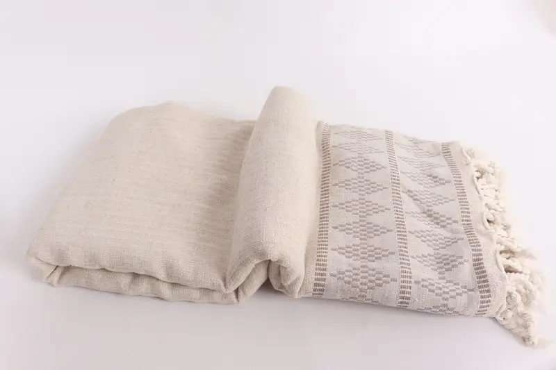 Organic Throw, Bachelorette Party Favors, Bridesmaid Gifts, Custom Shower Curtain, 100x88 Linen Kilim Design Towel, Personalized Gift, Woven Blanket - 6