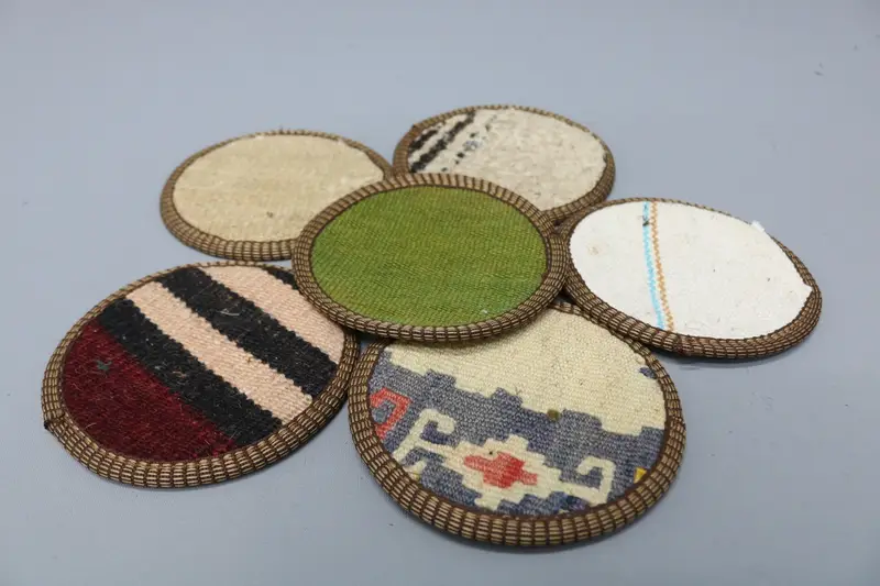 Green and Brown Striped Coaster, Durable Woven Coaster