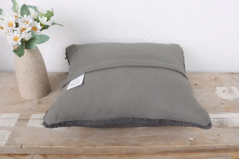 12x12 Gray Cushion Cover, Throw Kilim Pillow, Pillow Sham, Ikat Cushion Case, Vintage Kilim Throw Pillow, Kilim Pillow Cover - 7