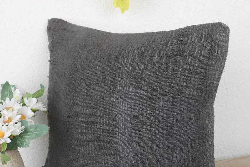 12x12 Gray Cushion Cover, Throw Kilim Pillow, Pillow Sham, Ikat Cushion Case, Vintage Kilim Throw Pillow, Kilim Pillow Cover - 5