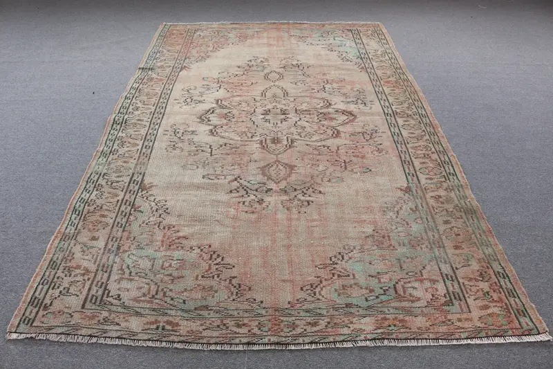 Yeşil ve Kahverengi Halı, 8,8x8,83 ft Botanik Tasarım