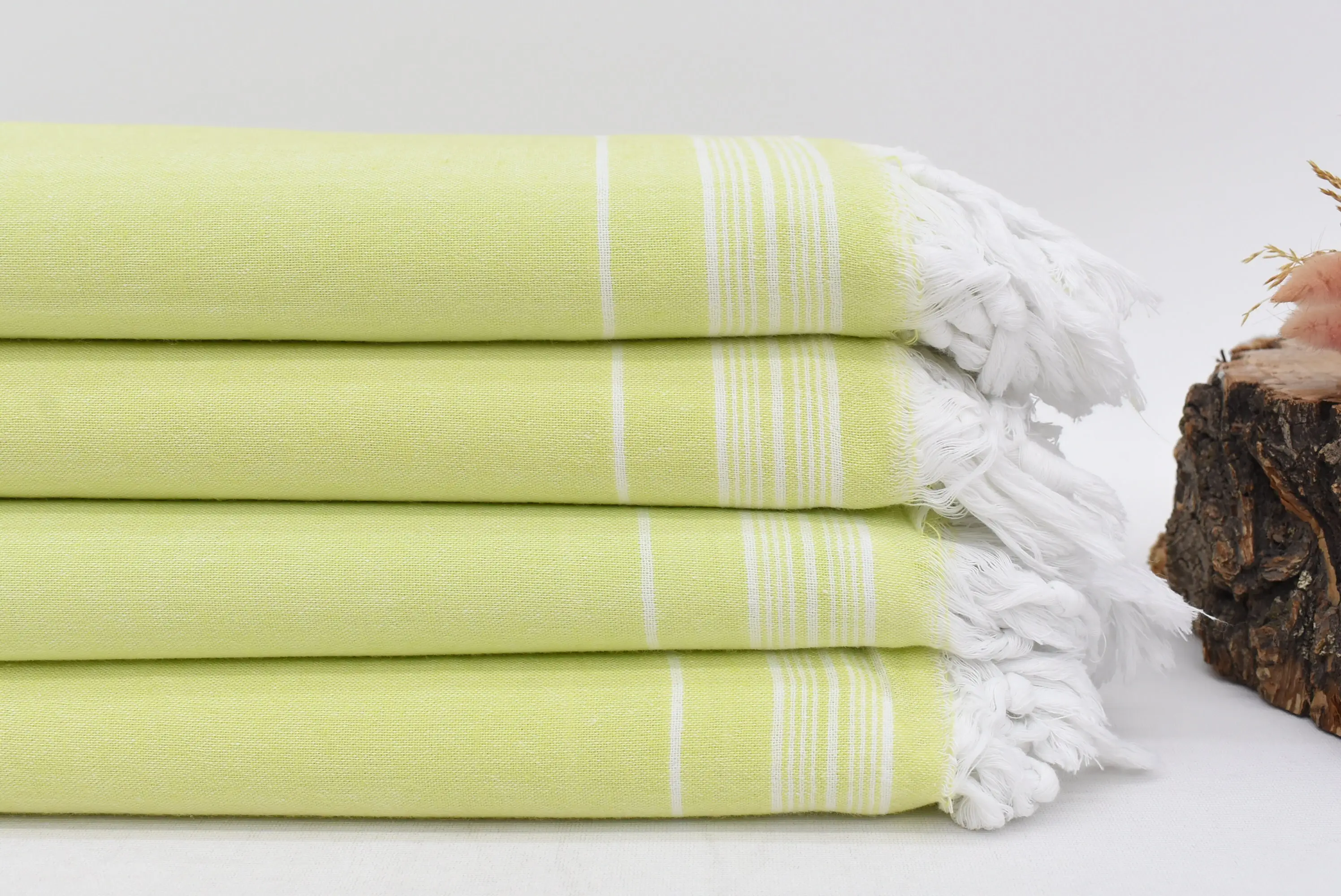 Bridal Shower Green Striped Organic Cotton Throw, 91x56 Inches - 1