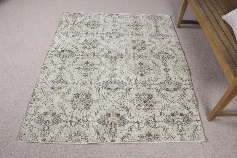 Alfombra abstracta beige, 12 x 18 m, decoración elegante en color beige y marrón