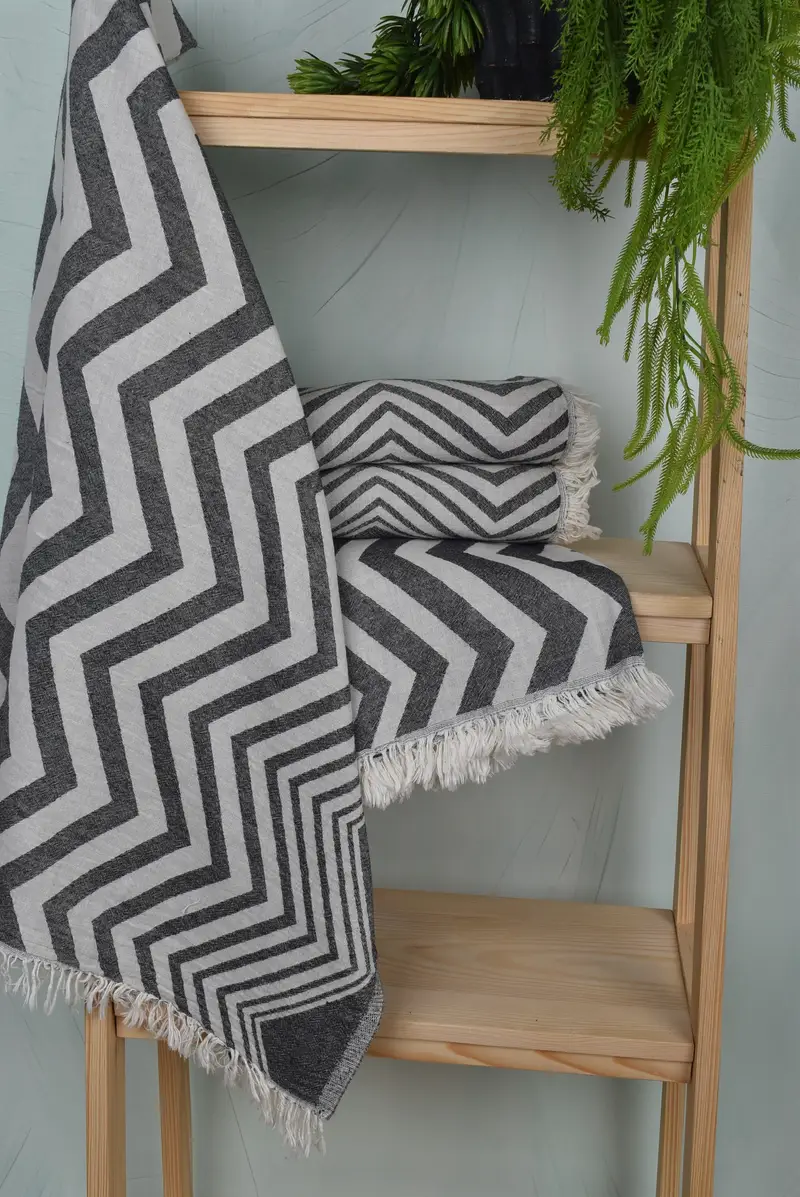 Lightweight Turkish towel for beach, Bridesmaid Gift Towel, Turkish hand towel, Gift Towel, 70x40 Cotton Zigzag Design Towel, Hammam towel - 6