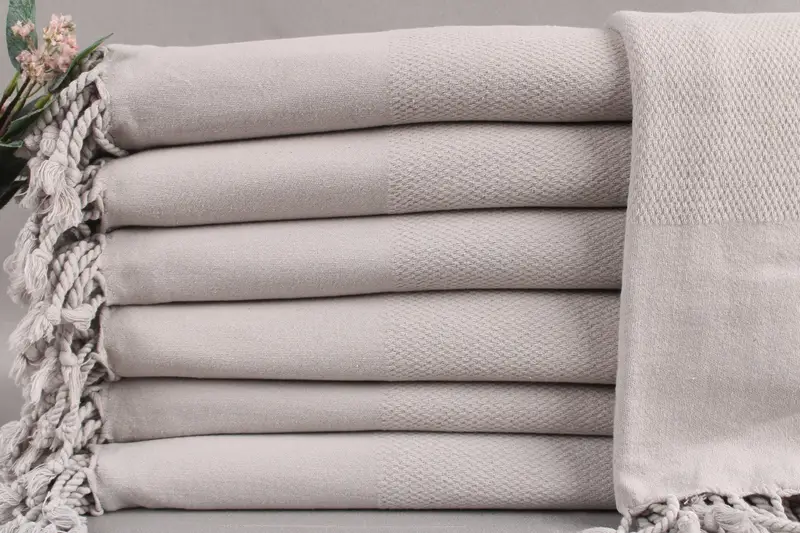 Personalized Geometric Bath Towel Light Gray and Beige, 32x71 Inches