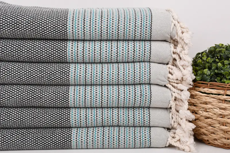 Turkish beach towel with fringe, Thin towel, Gift For Best Friend, Beach towel, Organic Towel, 64x40 Cotton Striped Towel, Cotton towel, Spa Towel - 2