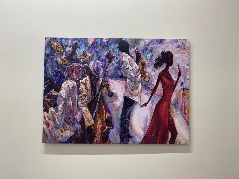 Lebhafte afrikanische Jazz-Leinwand: Abstrakte Sänger und Musiker