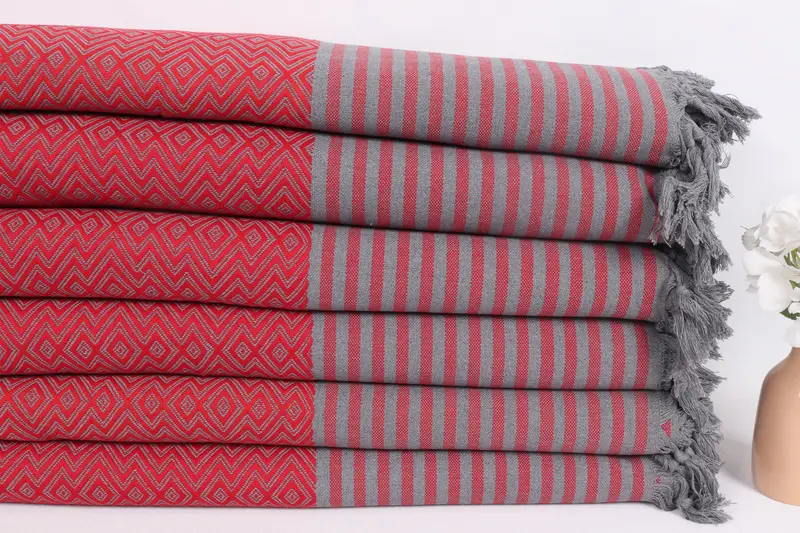 Organic Throw, Custom Wedding Gifts, Personalized Blanket, Bridal Shower Gift, Oversized Beach Towel, Couch Blanket, 104x80 Cotton Diamond Towel - 3