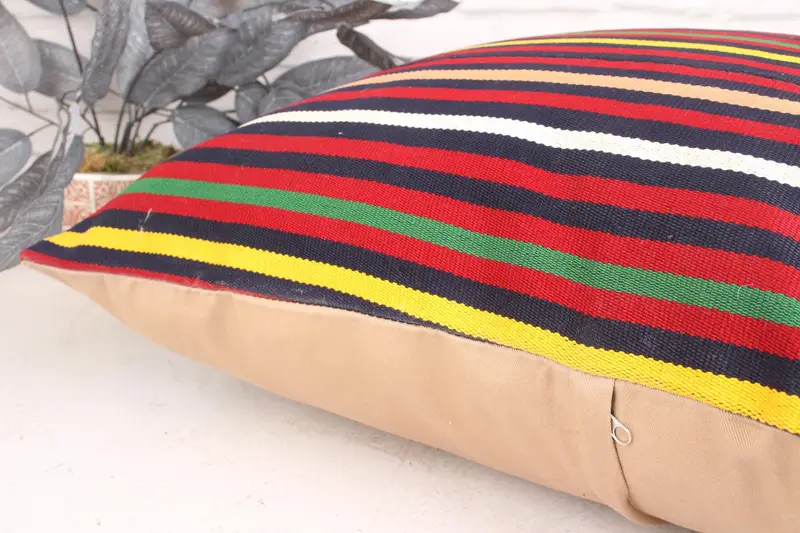 Cozy Throw Pillow Sham, Turkish Kilim Pillow, Boho Pillow Sham Cover, Handmade Kilim Cushion, Pillow Cover, 24x24 Yellow Pillow - 7