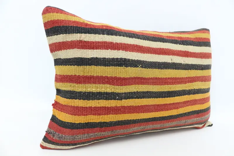 Pillow Case, Boho Pillow Sham Cover, 16x24 Red Cushion Case, Vintage Kilim Throw Pillow, Boho Pillow, Neutral Pillow Cover - 3