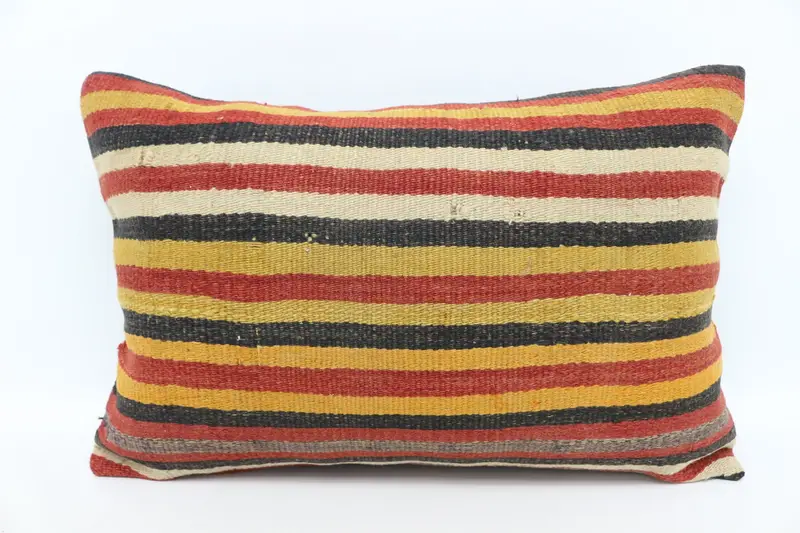 Pillow Case, Boho Pillow Sham Cover, 16x24 Red Cushion Case, Vintage Kilim Throw Pillow, Boho Pillow, Neutral Pillow Cover - 1