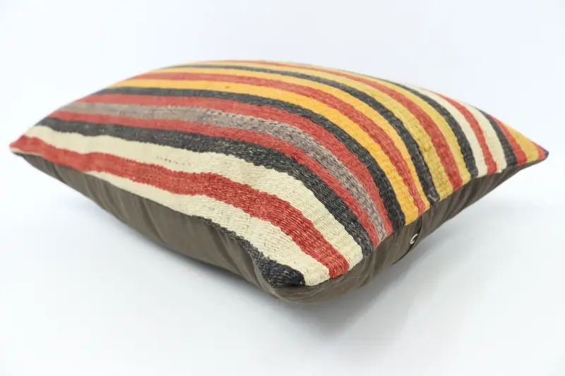 Pillow Case, Boho Pillow Sham Cover, 16x24 Red Cushion Case, Vintage Kilim Throw Pillow, Boho Pillow, Neutral Pillow Cover - 6