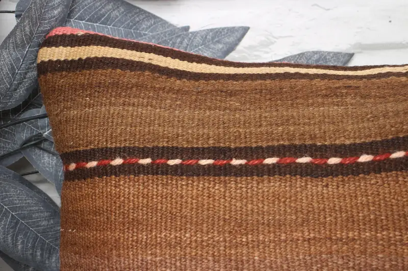 Boho Pillow Sham Cover, Cushion Cover, Rustic Cushion Case, Ethnical Kilim Rug Pillow, Pillow for Couch, 12x24 Brown Pillow Cover - 2