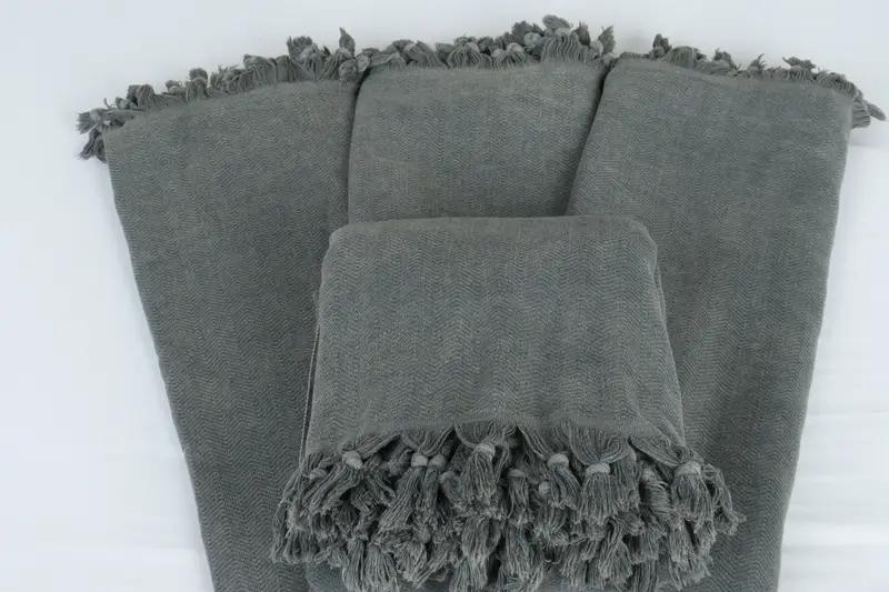 Woven Blanket, Large Beach Towel Personalized, 88x70 Cotton Stonewashed Chevron Towel, Wedding Favors, Woven Throw Blanket, Cotton Bedspread - 5