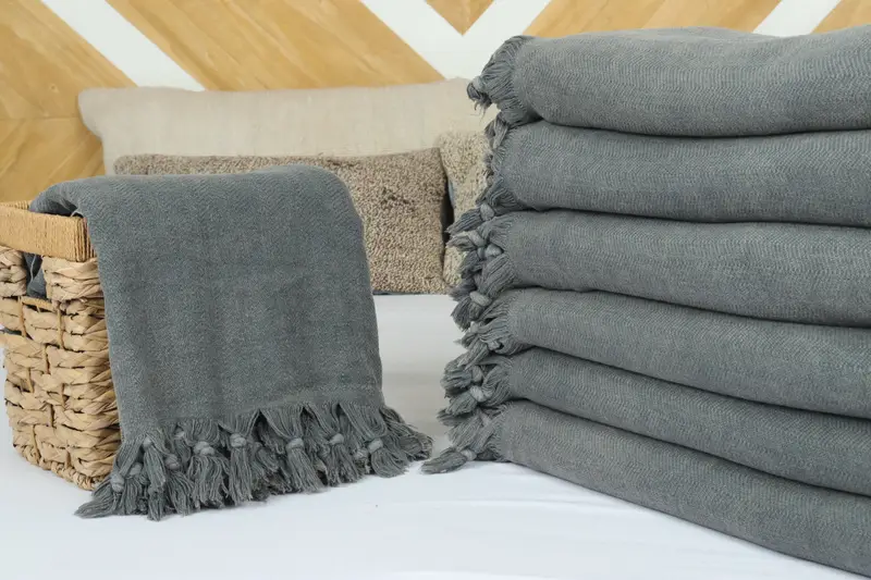 Woven Blanket, Large Beach Towel Personalized, 88x70 Cotton Stonewashed Chevron Towel, Wedding Favors, Woven Throw Blanket, Cotton Bedspread - 4