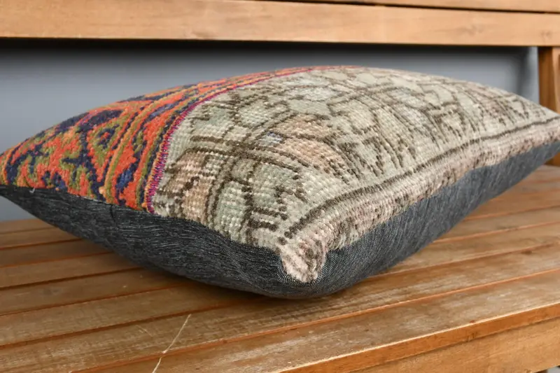 Cushion Case, 16x24 Orange Pillow Sham, Kilim Pillow, Vintage Kilim Throw Pillow, Outdoor Patio Pillow Cover, Interior Designer Pillow - 4