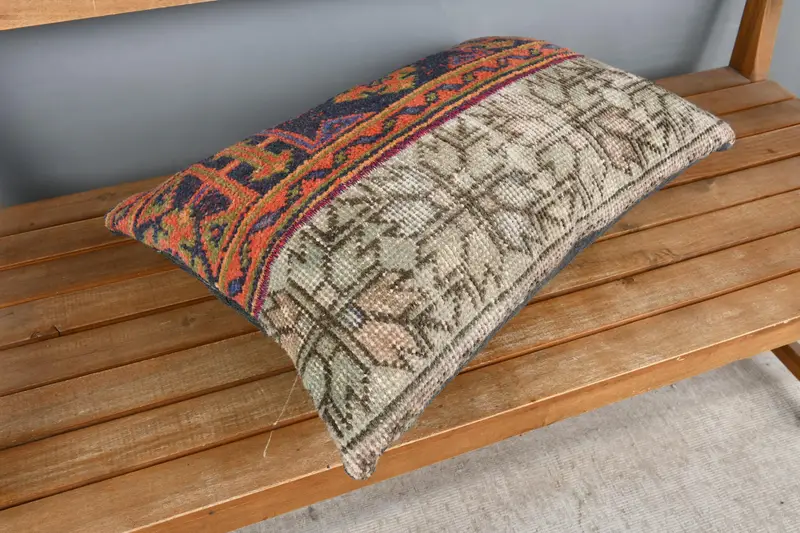 Cushion Case, 16x24 Orange Pillow Sham, Kilim Pillow, Vintage Kilim Throw Pillow, Outdoor Patio Pillow Cover, Interior Designer Pillow - 2
