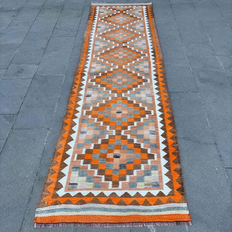 Orange Camouflage Rug, 2.8x10.1 ft Chic Decor