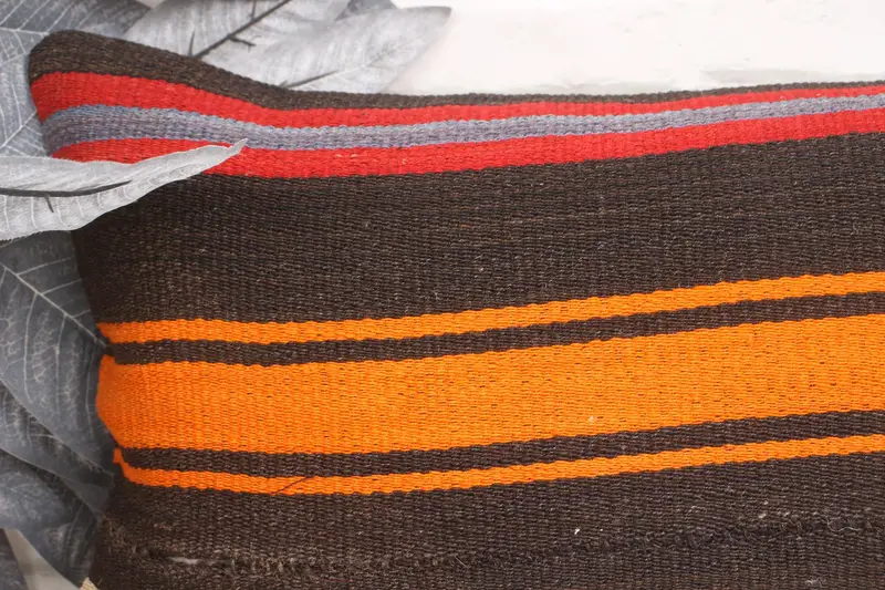 Handmade Kilim Cushion, Decorative Bolster Pillow Cover, Home Decor Pillow, Bright Cushion Cover, Boho Pillow, 12x20 Orange Pillow, Pillow Case - 2