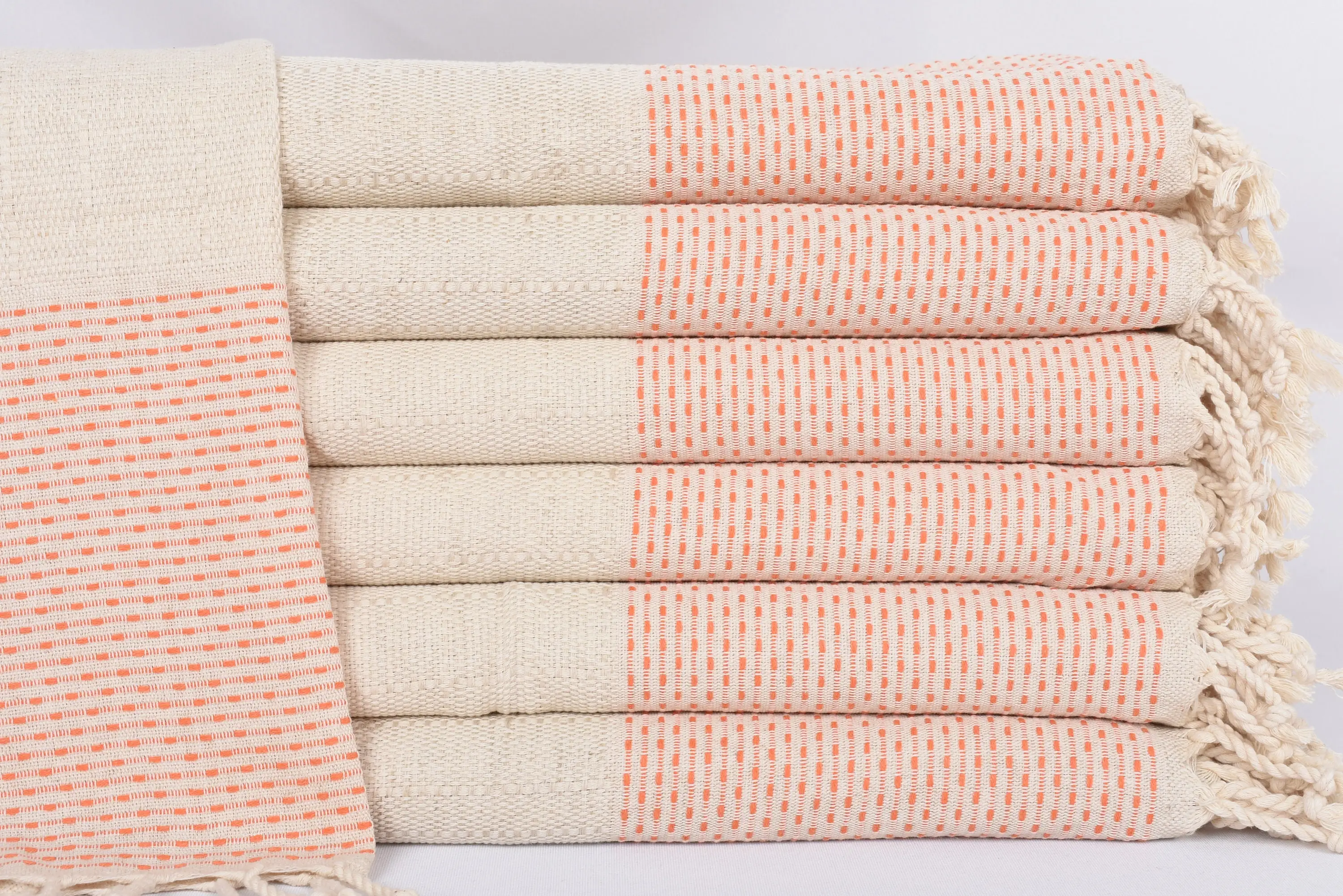 Bridesmaid Gift Turkish Tea Towel Orange Polka Dot, 40x20 Inches - 1