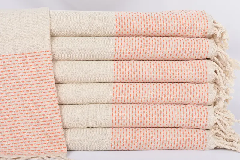 Bridesmaid Gift Turkish Tea Towel Orange Polka Dot, 40x20 Inches