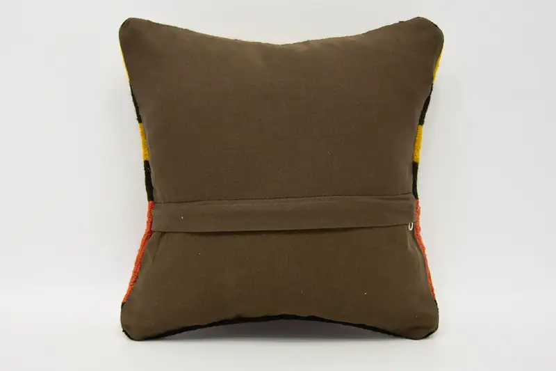 Vintage Pillow, Handmade Kilim Cushion, Boho Pillow, Meditation Cushion Cover, 12x12 Yellow Pillow Case, Bright Cushion, Cushion - 6