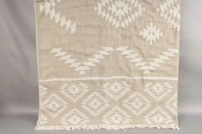 Handwoven Khaki Green Kilim Blanket Throw, 56x83 Inches